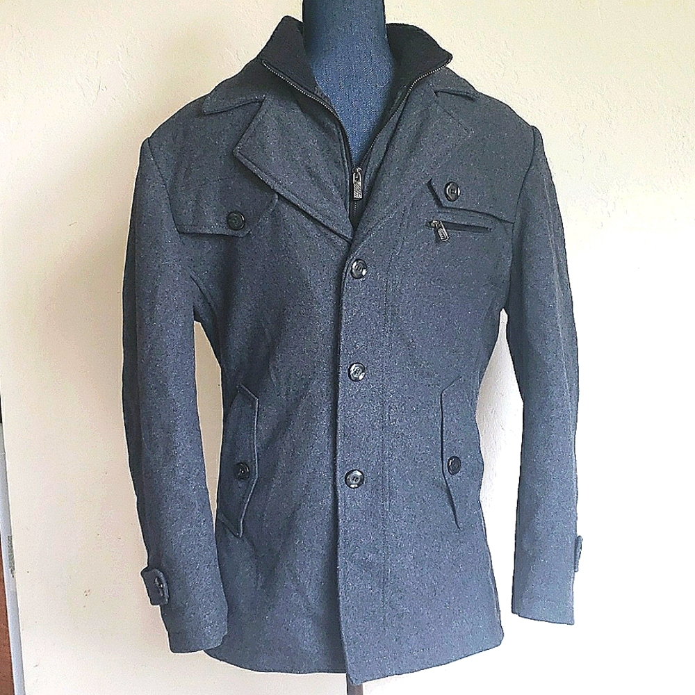 JIANYI Dark Gray Pea Jacket Coat